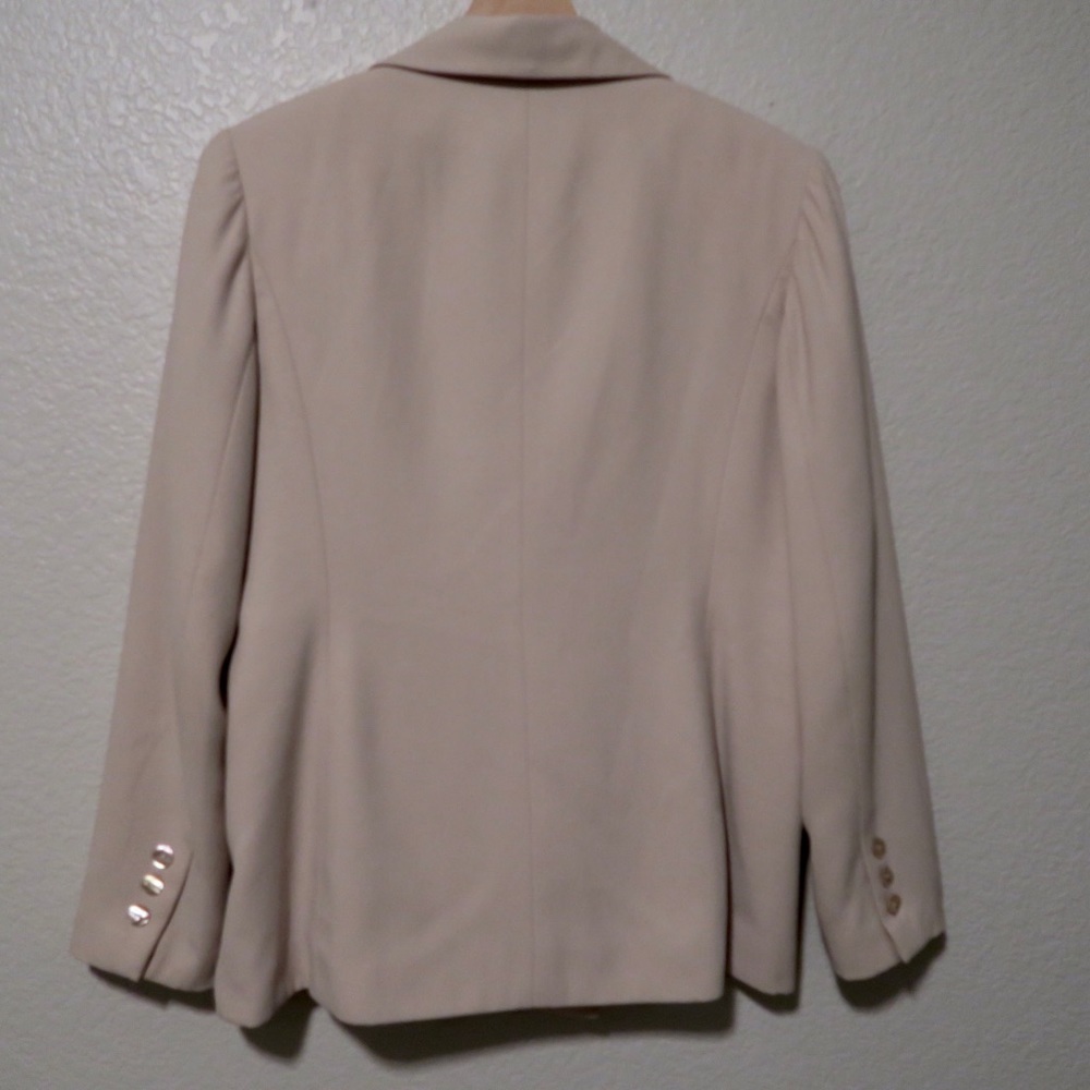 Beige Double Breasted Blazer Suit Jacket Career Cream Kasper ASL Petite - Picture 15 of 16